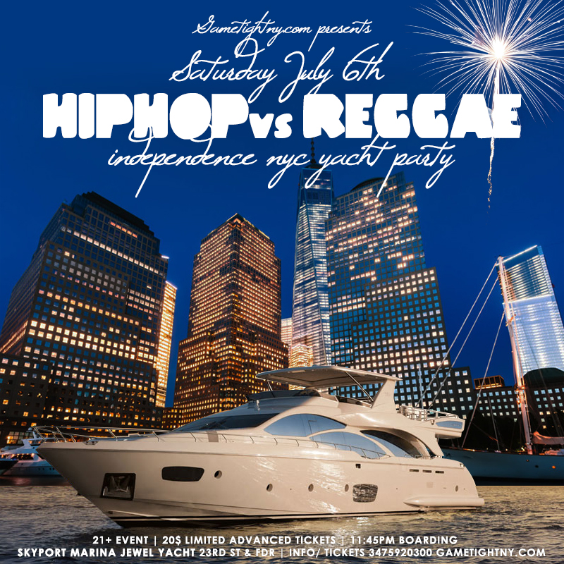 Independence Day Weekend Hip Hop Vs. Reggae Booze Cruise Yacht Party 2019
