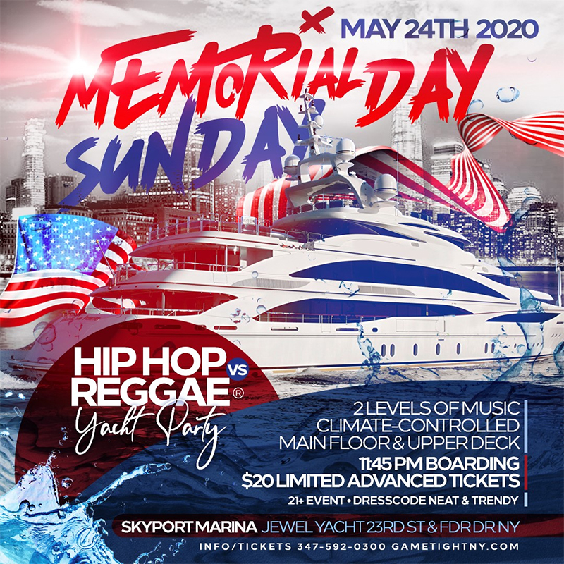 Nyc Hip Hop Vs. Reggae Memorial Day Weekend Yacht Party 2020