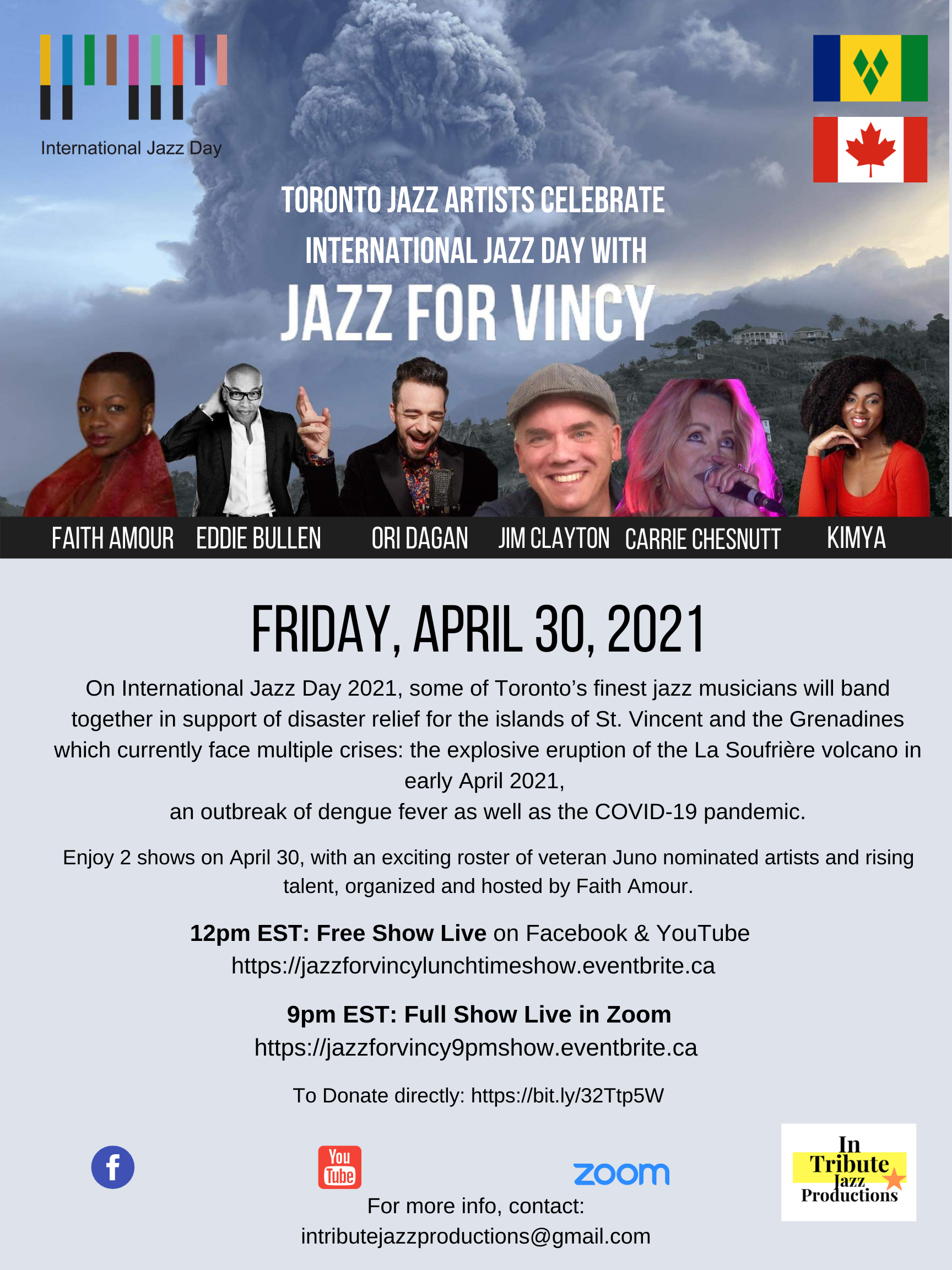 Jazz Day 2021 - Toronto Benefits St.Vincent Volcano Relief
