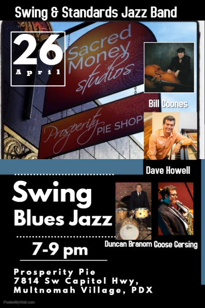 Swing & Standards Jazz Band Prosperity Pie at Prosperity Pie Shoppe - event poster Swing & Standards Jazz Band Prosperity Pie at Prosperity Pie Shoppe