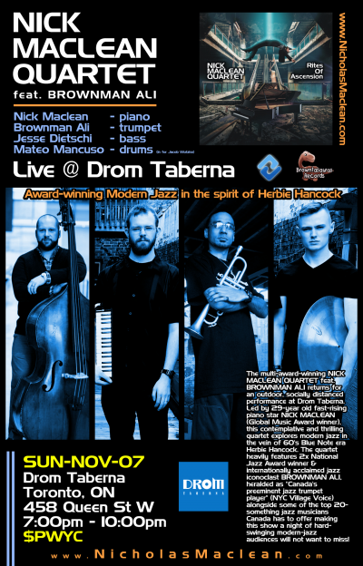 NICK MACLEAN QUARTET feat. BROWNMAN ALI (Toronto) at Drom Taberna