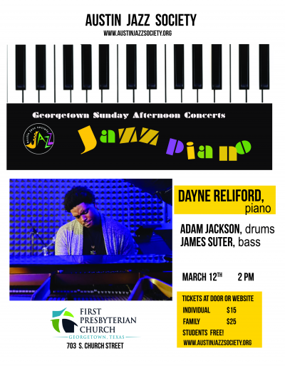 See Dayne Reliford Trio at 1st Presbyterian Church Of Georgetown