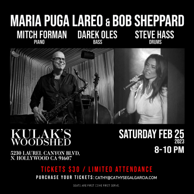 Maria Puga Lareo & Bob Sheppard at Kulak's Woodshed - event poster Maria Puga Lareo & Bob Sheppard at Kulak's Woodshed