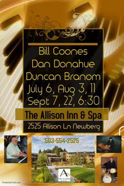 The Swing & Standards Jazz Band The Allison Sept 22 at Allison Inn & Spa - event poster The Swing & Standards Jazz Band The Allison Sept 22 at Allison Inn & Spa