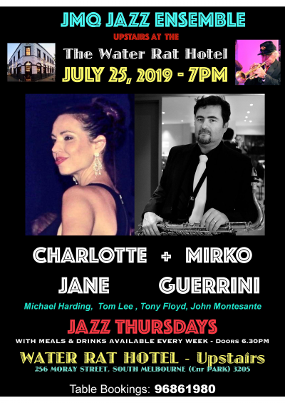 Charlotte Jane & Mirko Guerrini Feature With JMQ Jazz Ensemble at The Water Rat Hotel