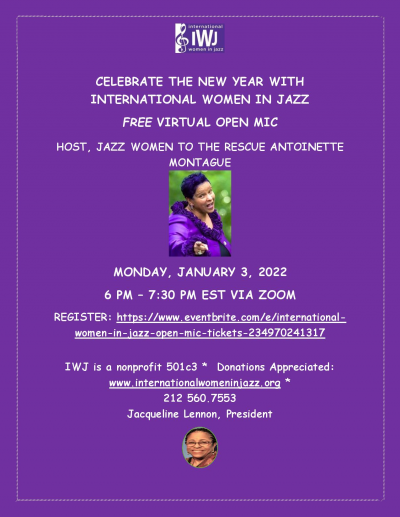 International Women In Jazz Free Open Mic at Zoom, Online!