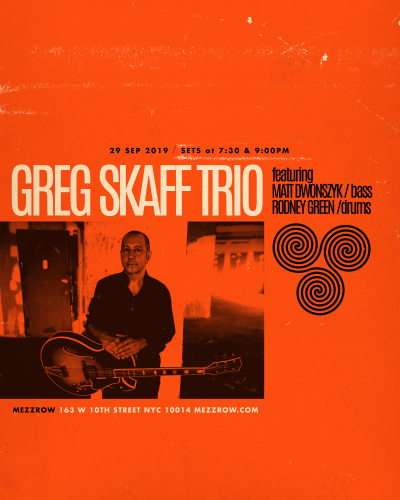 Greg Skaff Trio at Mezzrow Jazz Club - event poster Greg Skaff Trio at Mezzrow Jazz Club