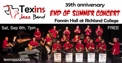 Texins Jazz Band - 39th Anniversary Concert - Free at Fannin Hall (dallas College, Richland Campus)