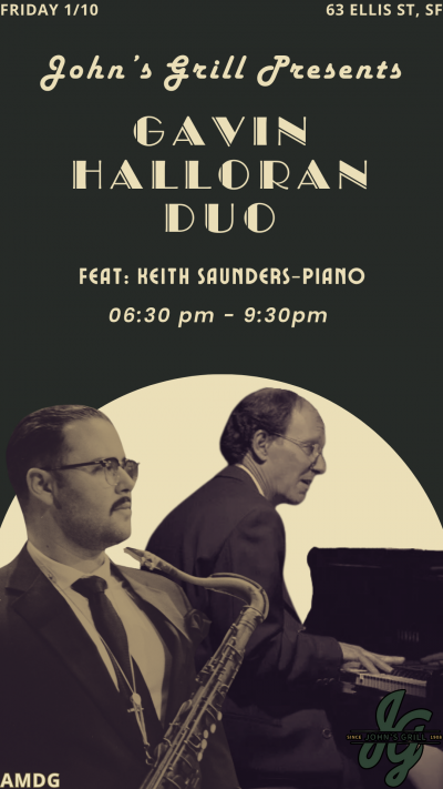 Gavin Halloran Duo at John’s Grill - event poster Gavin Halloran Duo at John’s Grill