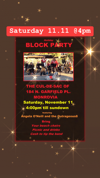 Jazzy Block Party with Angela O'Neill and the Outrageous8 at Al's Rehearsal Hall And Screen Door Repair
