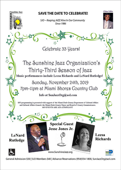 Sunshine Jazz Organization Celebrates 33rd Season! at Miami Shores Country Club
