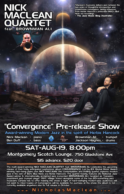 NICK MACLEAN QUARTET Feat. BROWNMAN ALI -- Album Pre-release Show (ottawa) at Montgomery Scotch Lounge