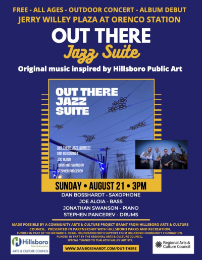 Out There Jazz Quartet at Jerry Willey Plaza At Orenco Station - event poster Out There Jazz Quartet at Jerry Willey Plaza At Orenco Station