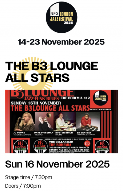Ed Bentley All Stars at B3 Lounge The Cellar Bar The Bohemia - event poster Ed Bentley All Stars at B3 Lounge The Cellar Bar The Bohemia