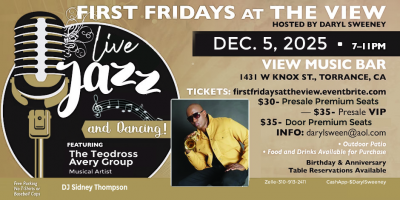 First Fridays At The View Featuring The Teodross Avery Group with Vocalist Honey La Rochelle at View Music Bar