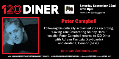Peter Campbell at 120 Diner - event poster Peter Campbell at 120 Diner