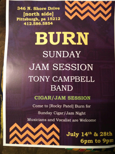 Burn Sunday Cigar/jam Night With Tony Campbell at Burn