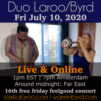 Free 17th Duo Laroo/byrd Live & Streamed Friday Feelgood Concert at Muse Mina
