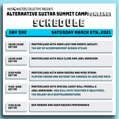 Alternative Guitar Summit 2021 Online Camp: Master Classes–Schedule #1 at Alternative Guitar Summit