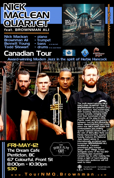 NICK MACLEAN QUARTET Feat. BROWNMAN ALI (Penticton) at The Dream Cafe