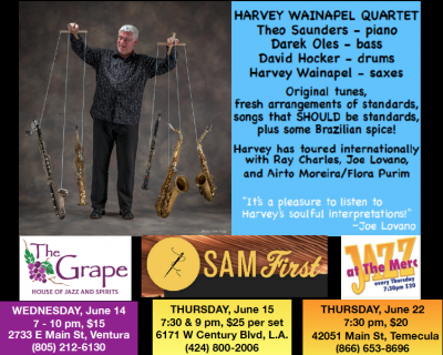 Harvey Wainapel Quartet at Sam First - event poster Harvey Wainapel Quartet at Sam First