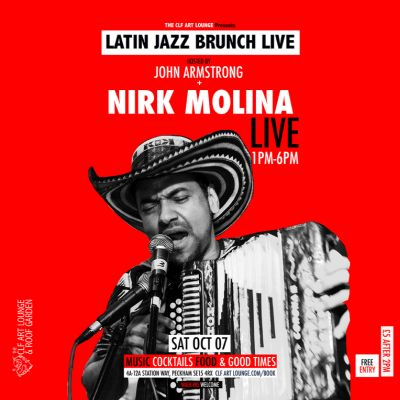 Latin Jazz Brunch Live With Nirk Molina (live) And Dj John Armstrong at The CLF Art Lounge And Roof Garden - event poster Latin Jazz Brunch Live With Nirk Molina (live) And Dj John Armstrong at The CLF Art Lounge And Roof Garden