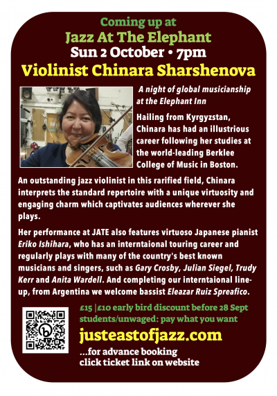 Violinist Chinara Sharshenova at The Elephant Inn
