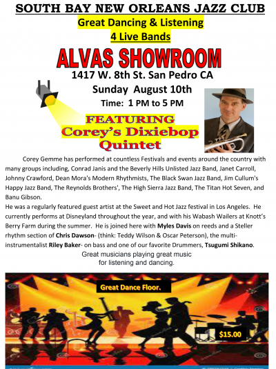 South Bay New Orleans Jazz Club-with Corey Gemme at Alvas Showroom