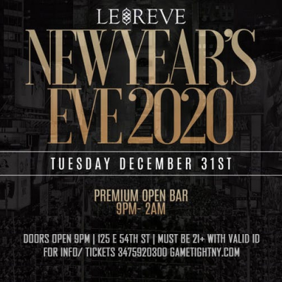 Le Reve Nyc 5 Hours Openbar New Years Eve 2020 at Le Reve
