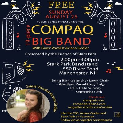 19-piece Compaq Big Band W/ Guest Vocalist Aviana Gedler At *free* Stark Park Concert Series Finale at Stark Park