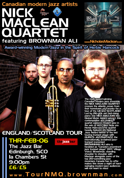 NICK MACLEAN QUARTET Feat. BROWNMAN ALI (Edinburgh) at The Jazz Bar