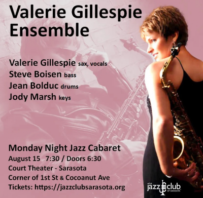 Valerie Gillespie Ensemble at Court Cabaret - Florida Studio Theatre - event poster Valerie Gillespie Ensemble at Court Cabaret - Florida Studio Theatre