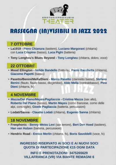 La1919. Chianura, Margorani, Crispino, Pighi at (In)visibili In Jazz at Esoteric Pro Audio - event poster La1919. Chianura, Margorani, Crispino, Pighi at (In)visibili In Jazz at Esoteric Pro Audio