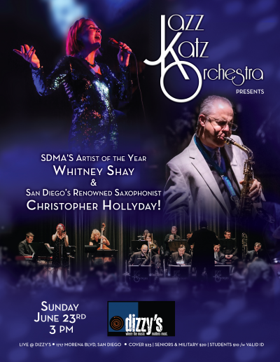 Jazzkatz Orchestra | Featuring Whitney Shay & Christopher Hollyday at Dizzy's - event poster Jazzkatz Orchestra | Featuring Whitney Shay & Christopher Hollyday at Dizzy's