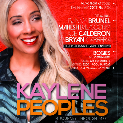 Kaylene Peoples - A Journey Through Jazz with Special Guest Larry Dunn at Bogie's Bar - Westlake