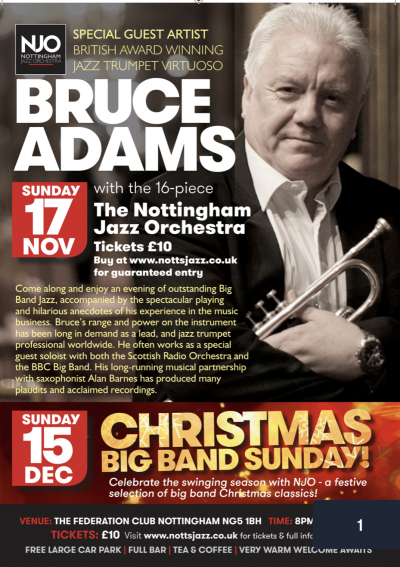 Bruce Adams With The Nottingham Jazz Orchestra  at The Federation Club