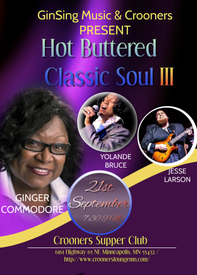 Ginger Commodore, Yolande Bruce, Jesse Larson at Crooners Supper Club - event poster Ginger Commodore, Yolande Bruce, Jesse Larson at Crooners Supper Club