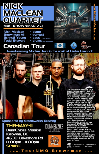 NICK MACLEAN QUARTET Feat. BROWNMAN ALI (Kelowna) at DunnEnzies Mission