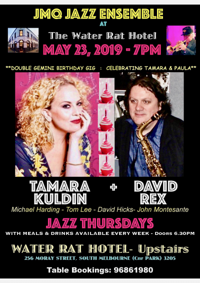 Tamara Kuldin & David Rex With JMQ Jazz Ensemble at The Water Rat Hotel - event poster Tamara Kuldin & David Rex With JMQ Jazz Ensemble at The Water Rat Hotel