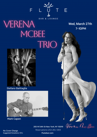 Verena McBee Trio at Flûte Bar - event poster Verena McBee Trio at Flûte Bar