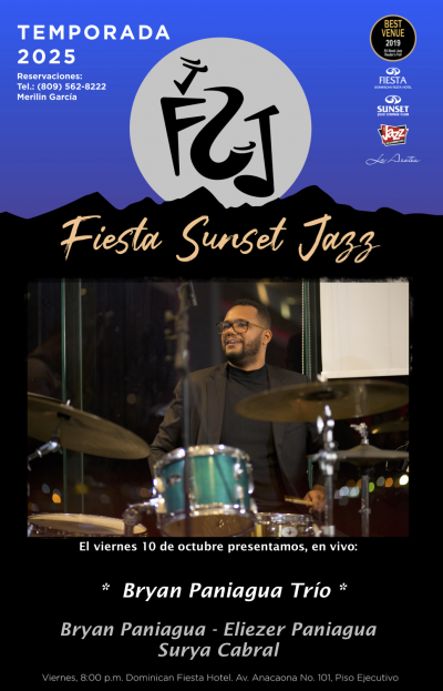 Bryan Paniagua Trio at Fiesta Sunset Jazz - event poster Bryan Paniagua Trio at Fiesta Sunset Jazz