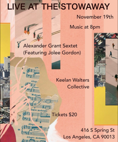 Alexander Grant Sextet (featuring Jolee Gordon) at The Stowaway - event poster Alexander Grant Sextet (featuring Jolee Gordon) at The Stowaway