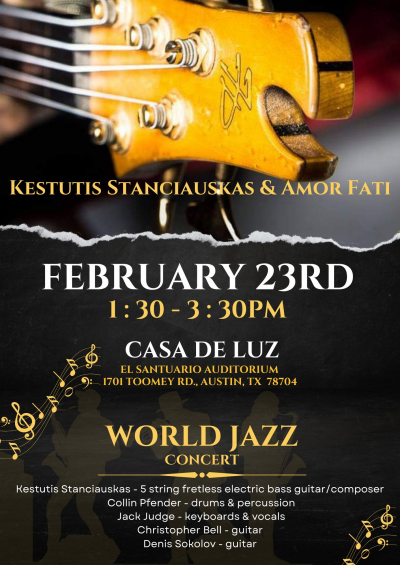 Kest Stanciauskas & Amor Fati at Casa De Luz, El Santuario Auditorium - event poster Kest Stanciauskas & Amor Fati at Casa De Luz, El Santuario Auditorium