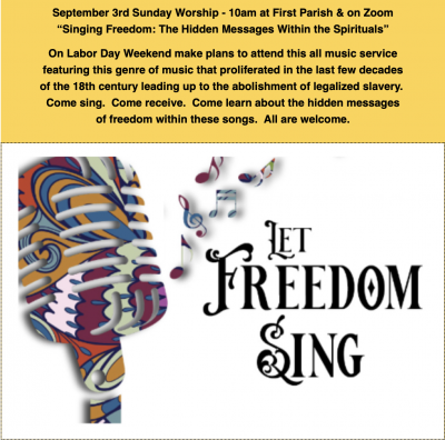 Let Freedom Sing at First Congregational Parish Of Truro - event poster Let Freedom Sing at First Congregational Parish Of Truro