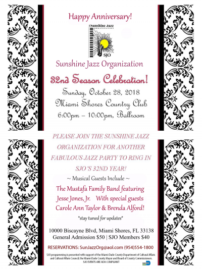 The Sunshine Jazz Organization's 32nd Season Celebration! at Miami Shores Country Club