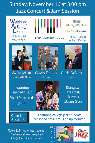 Chris Devito Trio With Sid Suppiah at The Watchung Arts Center - event poster Chris Devito Trio With Sid Suppiah at The Watchung Arts Center