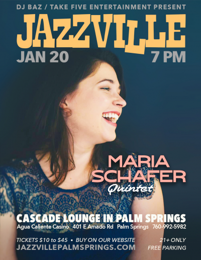 Maria Schafer Quintet at Jazzville Palm Springs - event poster Maria Schafer Quintet at Jazzville Palm Springs