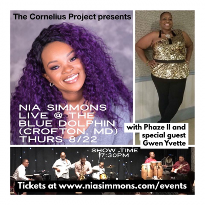 Nia Simmons & Phaze II Jazz with Gwen Yvette at The Blue Dolphin Seafood Bar & Grill - event poster Nia Simmons & Phaze II Jazz with Gwen Yvette at The Blue Dolphin Seafood Bar & Grill