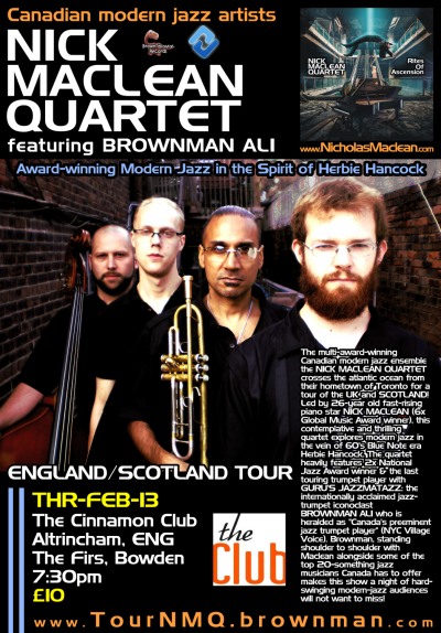 NICK MACLEAN QUARTET Feat. BROWNMAN ALI (Altrincham) at The Cinnamon Club