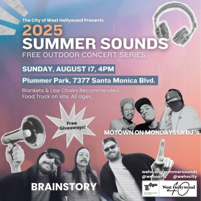 Brainstory And The Motown On Mondays LA DJ's at Summer Sounds Series at Plummer Park - event poster Brainstory And The Motown On Mondays LA DJ's at Summer Sounds Series at Plummer Park
